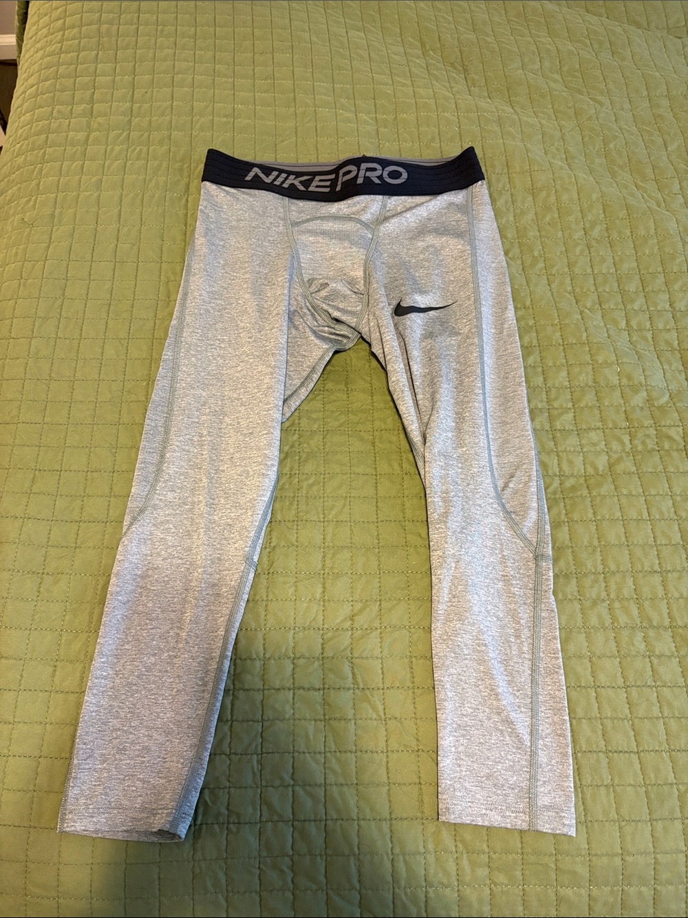 Nike Light Gray Performance Compression Tights with Black Logo